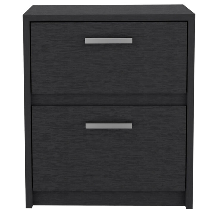 Durable Faux Wood Nightstand with Two Drawers – Modern Bedside Table