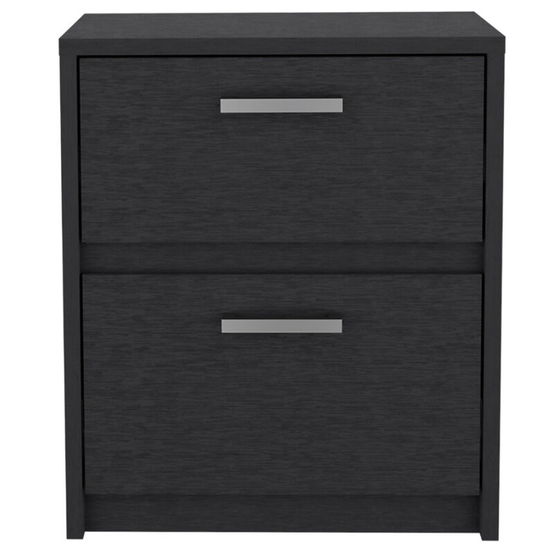 Durable Faux Wood Nightstand with Two Drawers – Modern Bedside Table