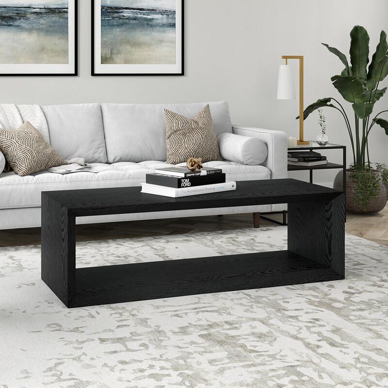 Hudson&Canal Osmond 58 Wide Rectangular Coffee Table in Black Grain