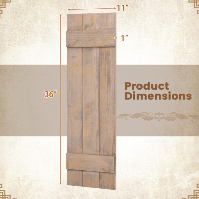 Hivvago 36 x 11 Inch Farmhouse Paulownia Wood Window Shutters Set of 2 for Windows