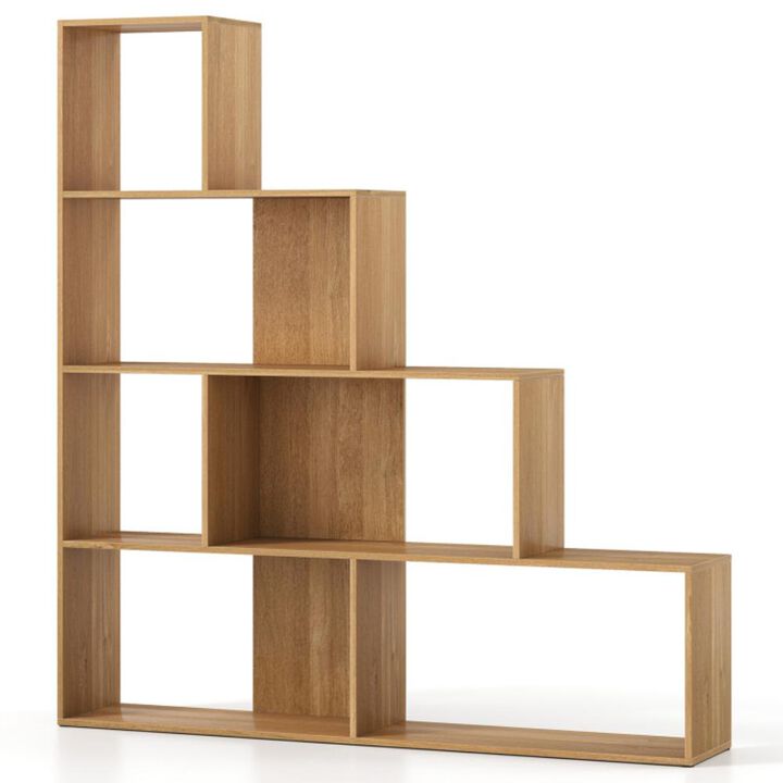 Hivvago 4-Tier Bookshelf Stair Bookcase with 6 Cubes Display Rack