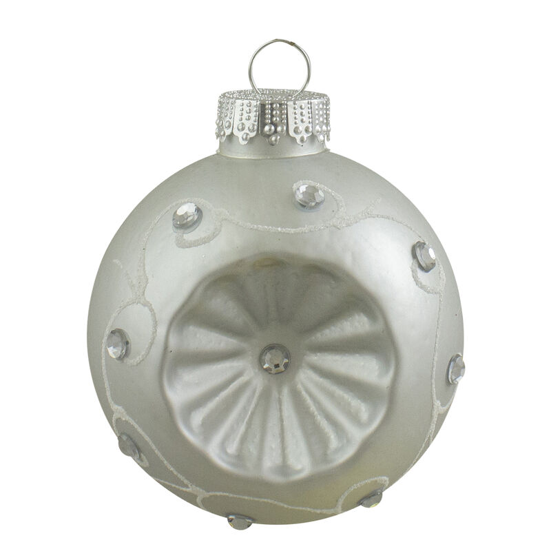 6ct Red and Silver Retro Reflector Matte Glass Christmas Ball Ornament Set 3.25" (82mm) image number 2
