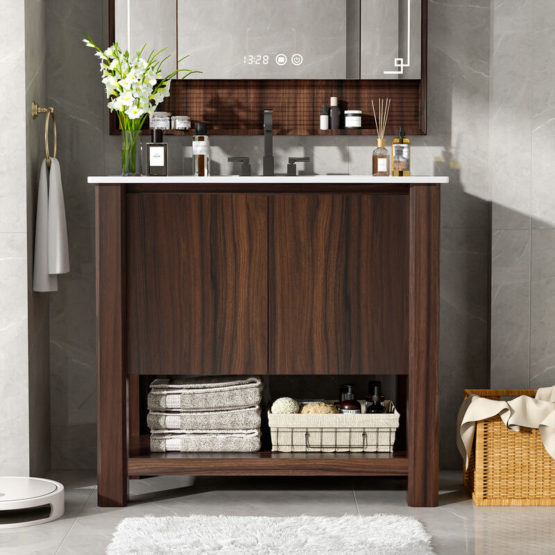 Merax Modern Bathroom Vanity with Rectangle Ceramic Sink