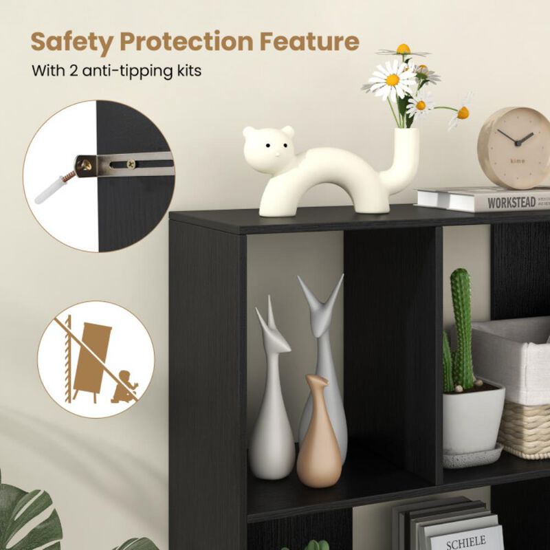 Hivvago Open Shelf Bookcase with 4 Compartments