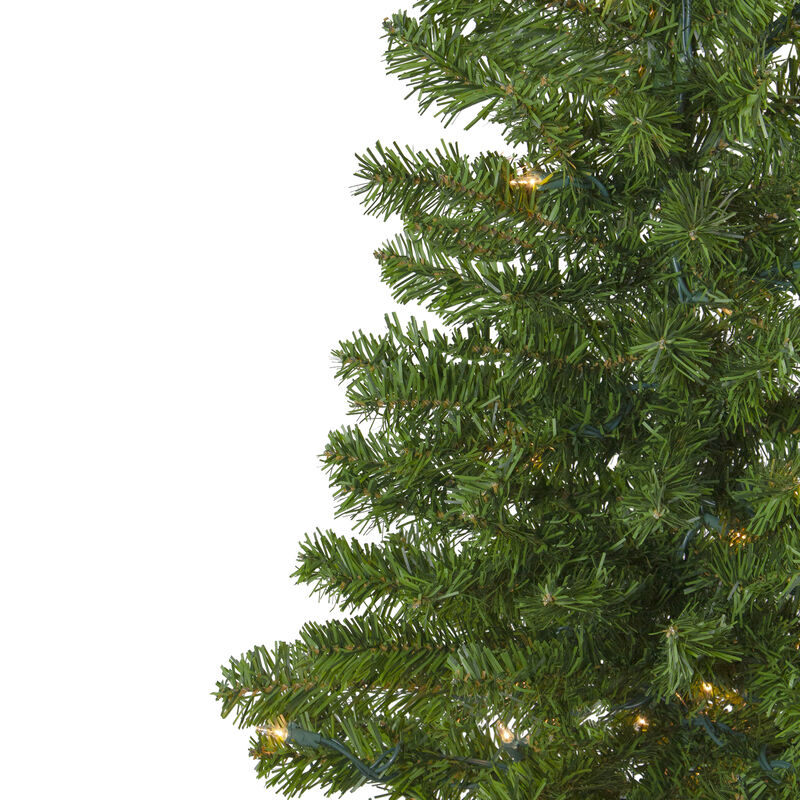 7.5' Pre-Lit Medium Canadian Pine Artificial Christmas Wall Tree - Clear Lights