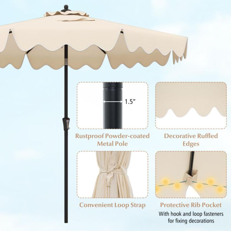 Hivvago 9 Feet Patio Umbrella with Crank Handle and Push Button Tilt