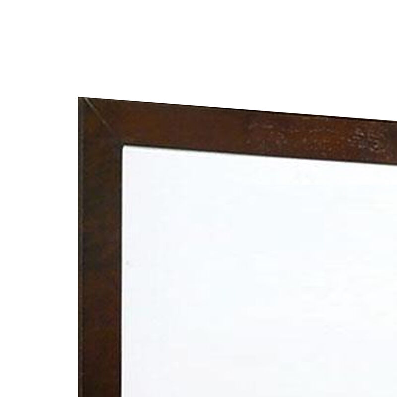 Ryla Dresser Mirror, 38 Inch Square, Dark Cherry Brown Solid Wood
