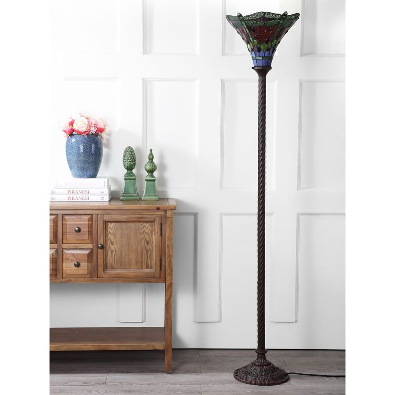 Dragonfly Tiffany Style Torchiere LED Floor Lamp