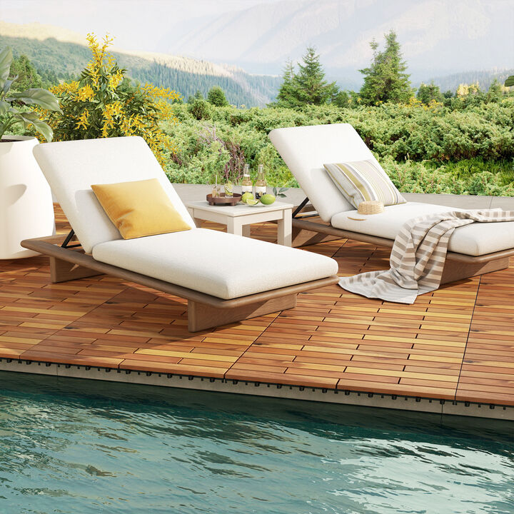 Acacia Wood Deck Flooring Tiles 48 Pack with Interlocking Design for Outdoor Spaces-Natural