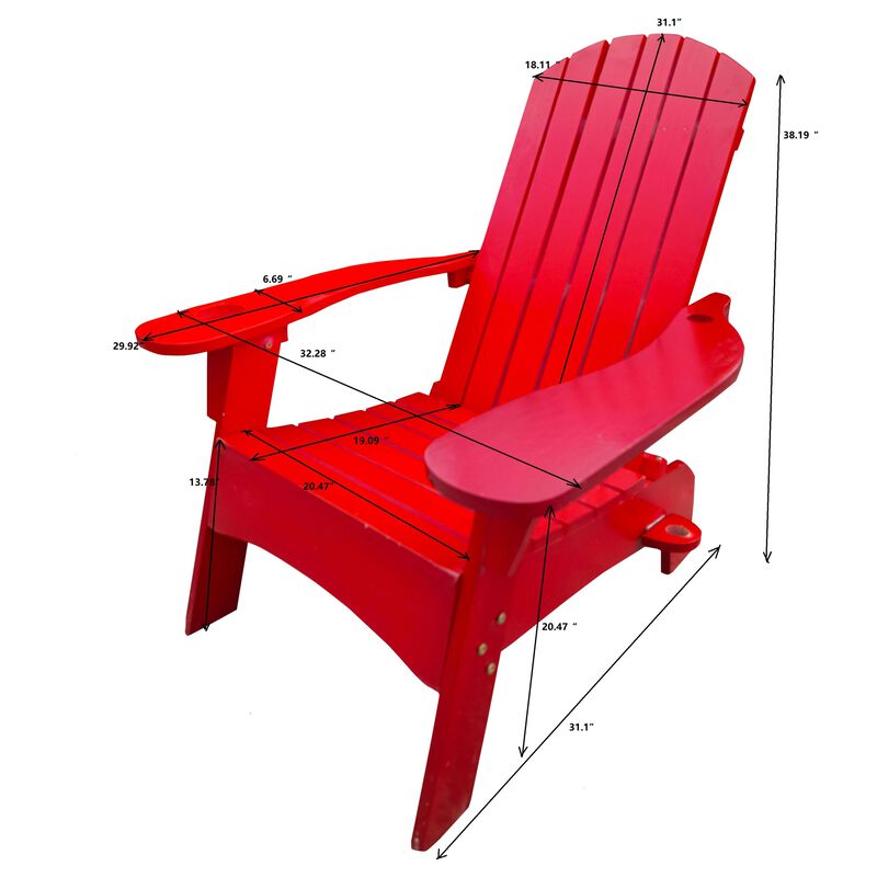 Hivvago Patio Adirondack Chair with Umbrella Hole image number 2