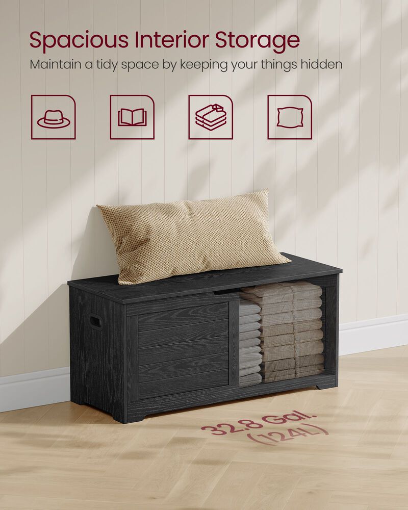 Storage Bench Trunk with 2 Soft-Close Hinges &ndash; Secure Lid Chest for Clothes, Pillows, or Playroom Use