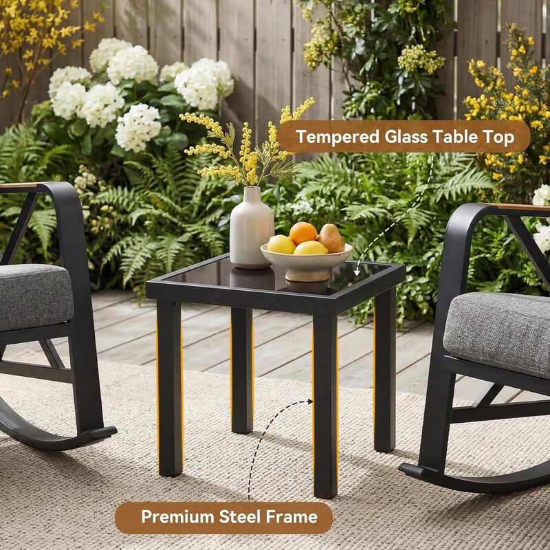 17.72" Outdoor Square End Table with Water-Resistant Top image number 3