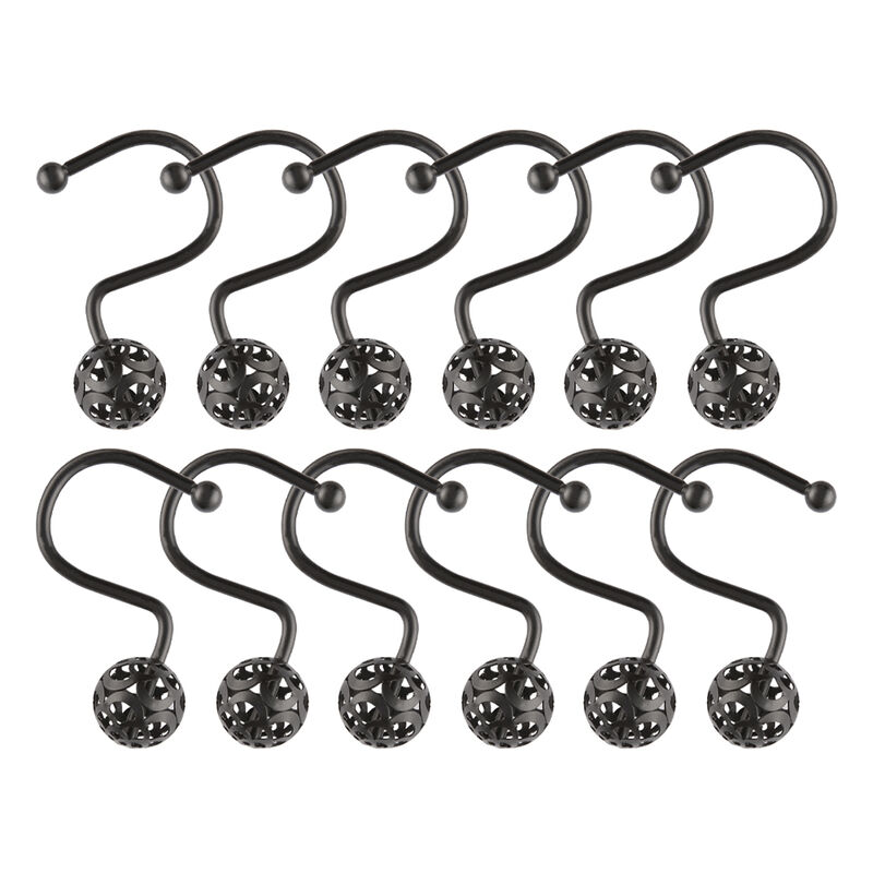 12-Piece Resistant Metal Shower Curtain Hooks with Hollow Ball Design image number 3