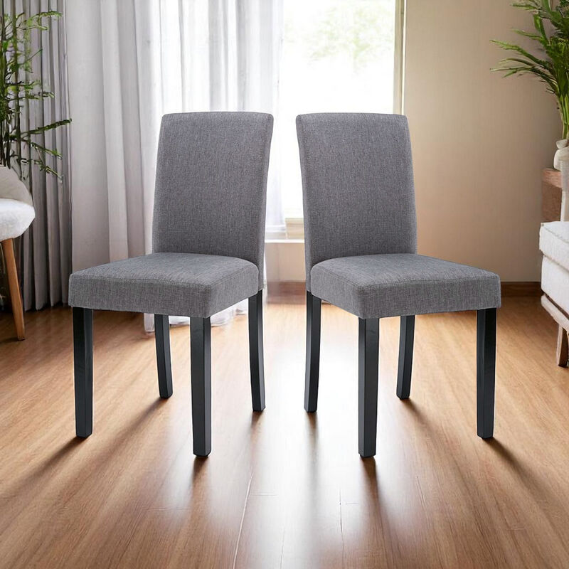 Set of 2 Modern Fabric Dining Chairs with Sleek Wood Legs