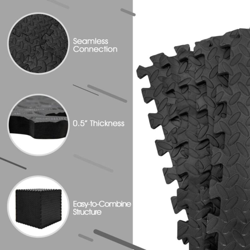 Hivvago 12 Pieces Puzzle Interlocking Flooring Mat with Anti-slip and Waterproof Surface