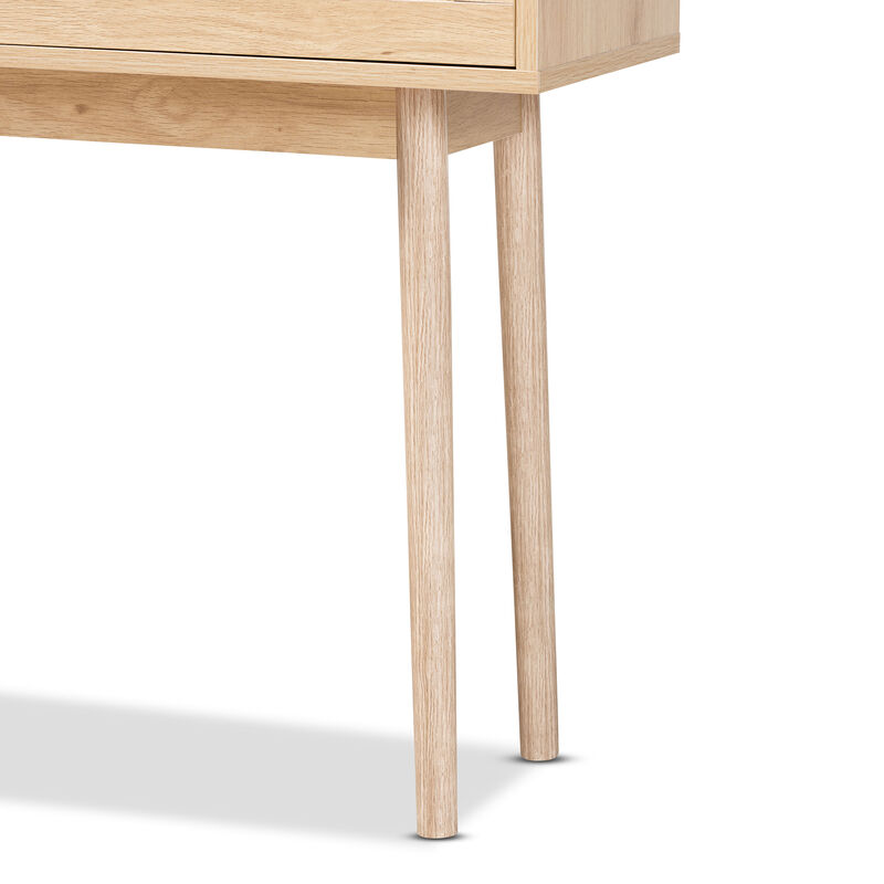Baxton Studio Baird Mid Century Light Oak Brown Finished Wood 2 Drawer Console Table