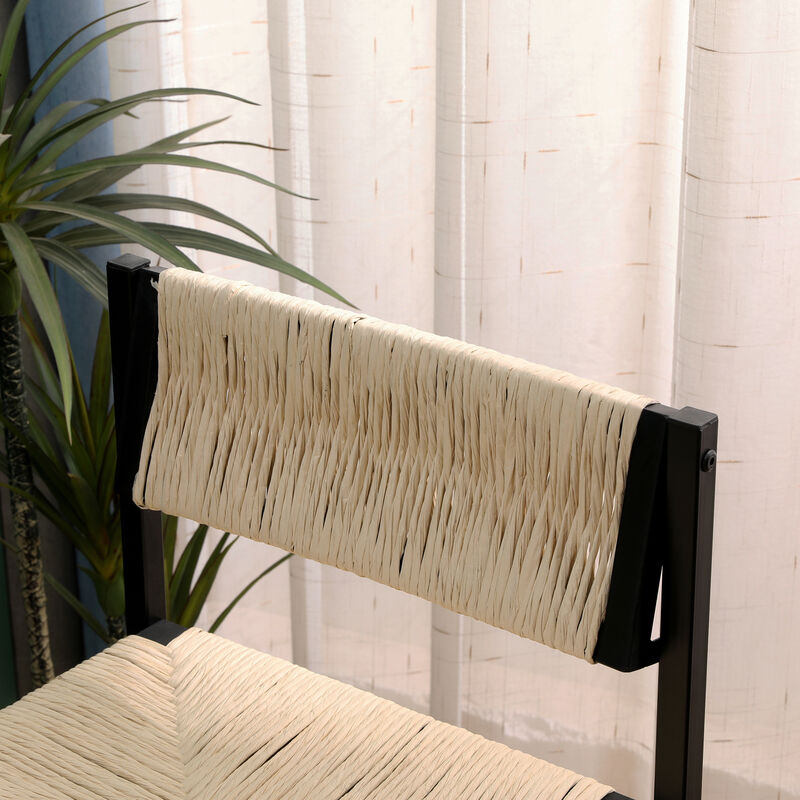Streamdale Creamy White Paper Rope Bar Stools Set of 2 image number 6