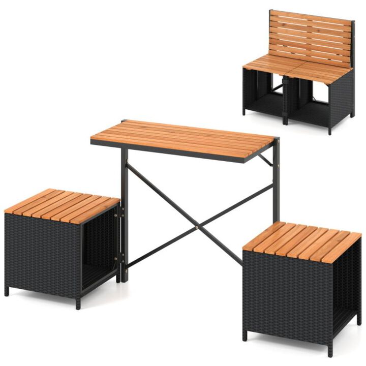 Hivvago 2-in-1 Transforming Picnic Table and Chairs Set with Storage