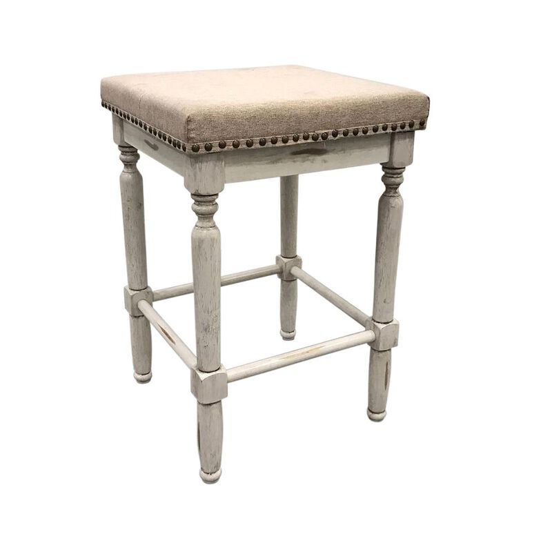 Carolina Living Biltmore Saddle Barstool - Set of 2 - Sand - Beige Upholstery