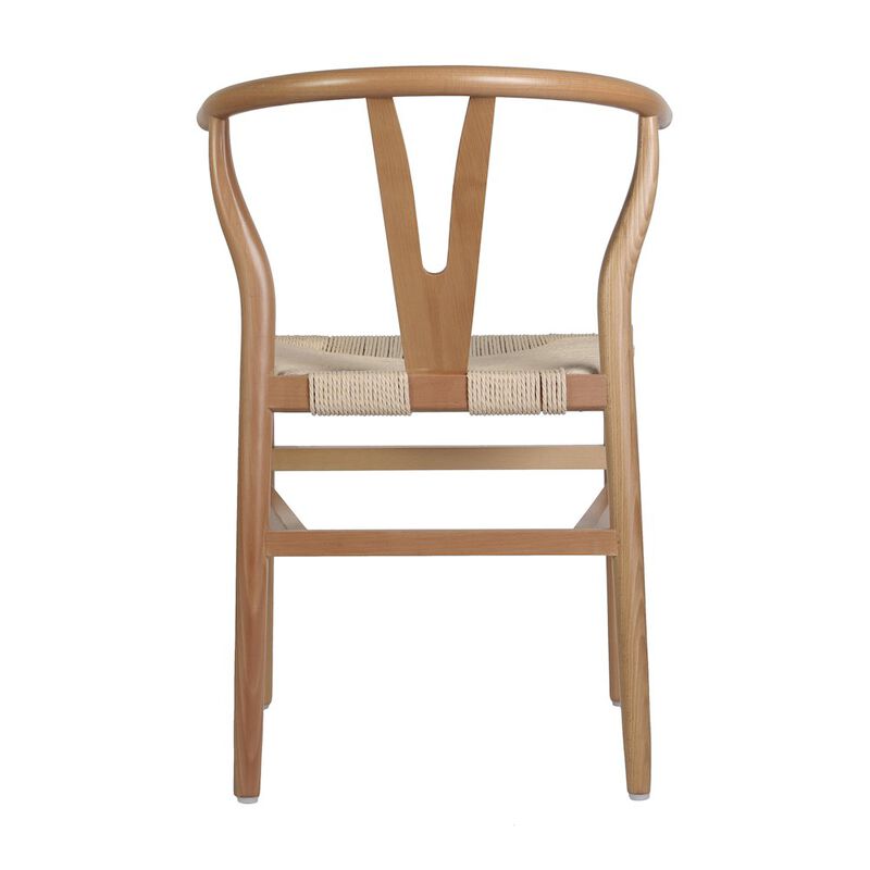 Flash Furniture Y-Back Style Wood and Kraft Paper Stackable Dining Chair with Oak/Natural Finish image number 2