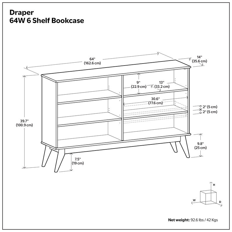 Simpli Home Draper 6 Shelf Bookcase image number 7