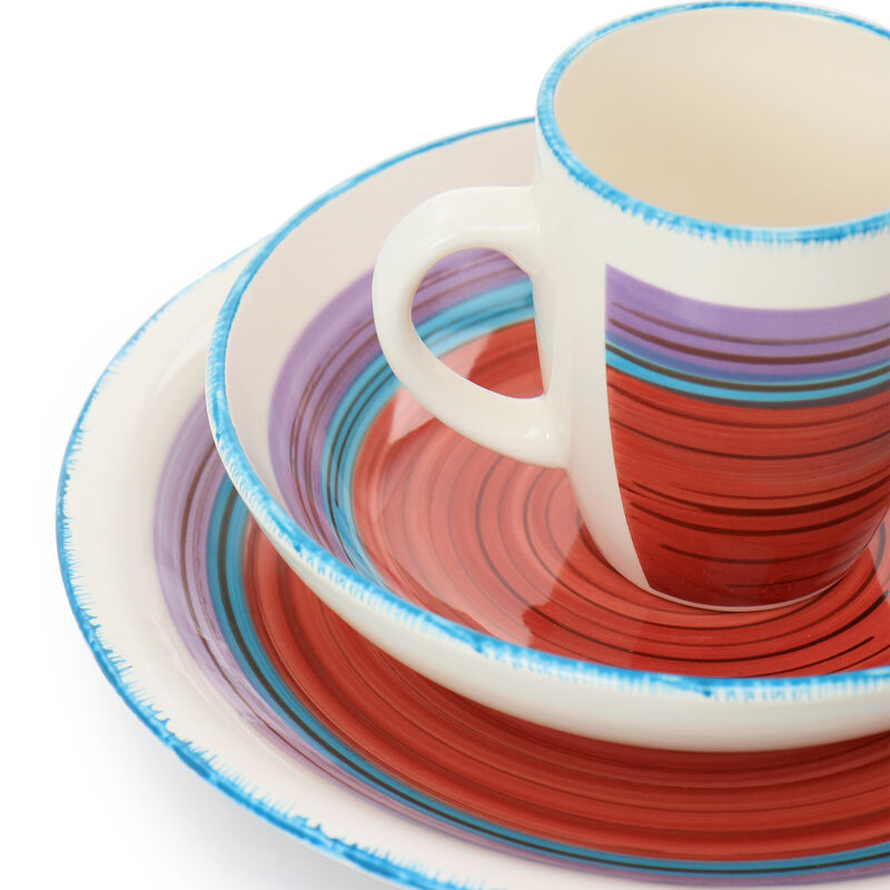 Gibson Home Richvale 12 Piece Round Durastone Dinnerware Set in Red