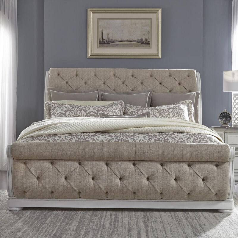 Liberty Furniture Abbey Park Queen Upholstered Sleigh Bed in Antique White image number 2