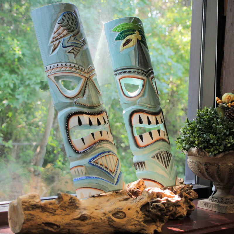 Parrot & Palm Tree Tiki Mask - Set of 2 - 20" High image number 5
