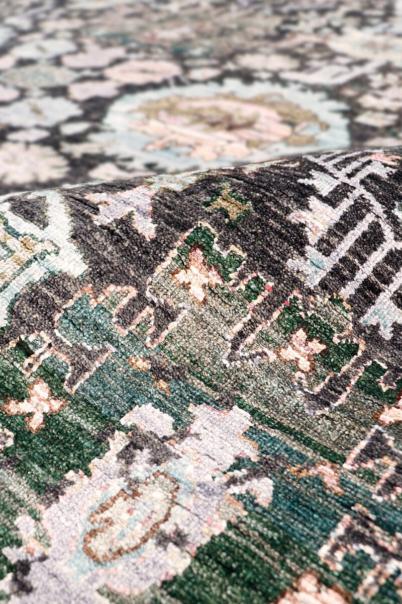 Pasargad Home Transitional Hand-Knotted Charcoal Area Rug- 9' 0" X 12' 0" image number 3