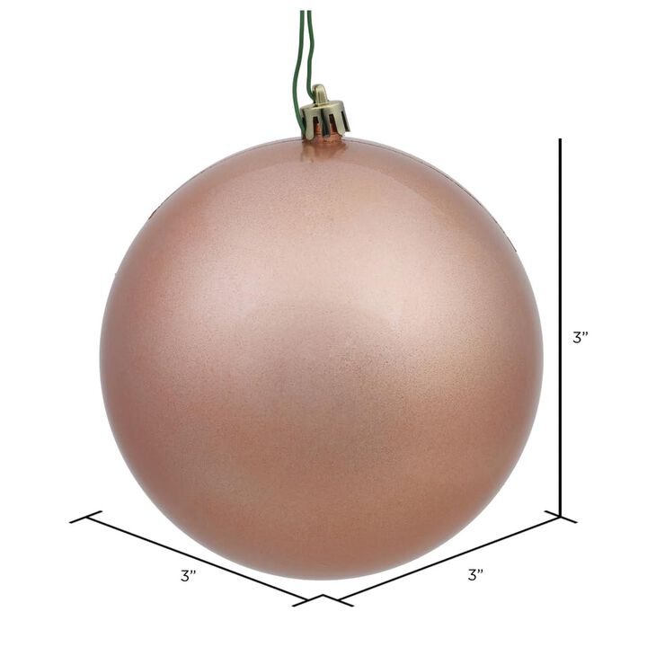 Vickerman 3" Rose Gold Candy Ball Ornament, 12 per Bag