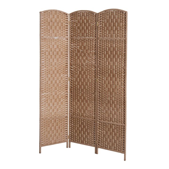Natural Privacy Screen: 6' 3-Panel Freestanding Wicker Room Divider