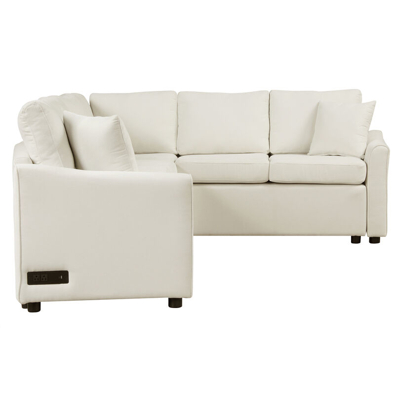 Merax Convertible Sofa Pull Out Sleeper with Back Pillows