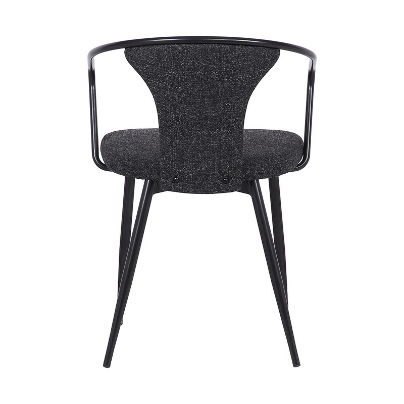Contemporary Dining Chair in Black Powder Coated Finish and Black Fabric image number 5