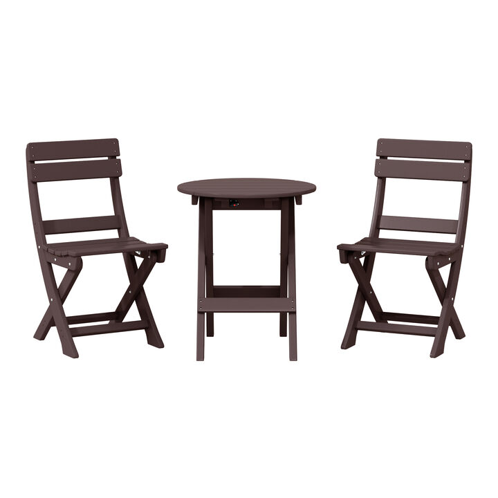 WestinTrends 3-Piece Outdoor HDPE Folding Patio Bistro Table and Chairs