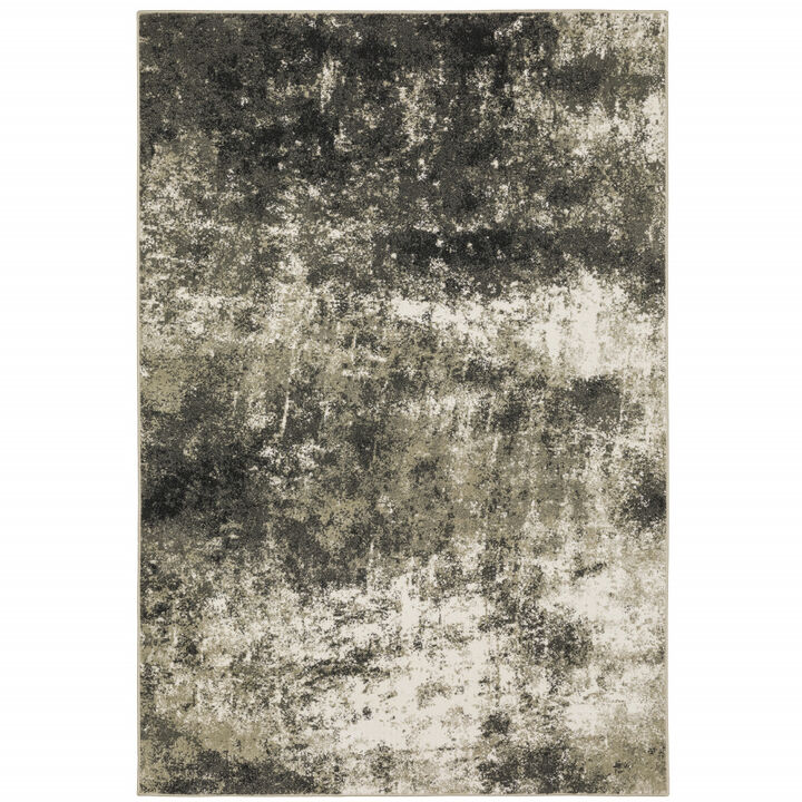 4 X 6 charcoal grey And Beige Abstract Power Loom Stain Resistant Area Rug
