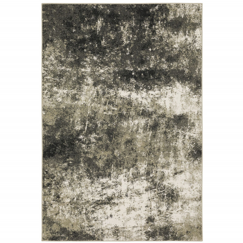 4 X 6 charcoal grey And Beige Abstract Power Loom Stain Resistant Area Rug image number 0