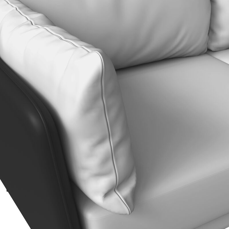 LeisureMod Luxify Series 3 Seater Sofa – Modern Leather Couch with Stainless Steel Legs, Removable Cushions, and Sleek Low-Profile Design for Living Rooms and Apartments