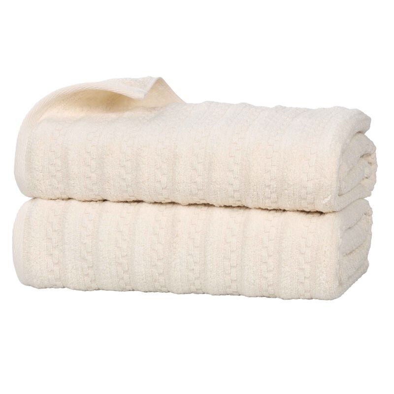 Set of 2 Zero Twist Cotton Waffle Textured Absorbent Bath Sheets image number 0
