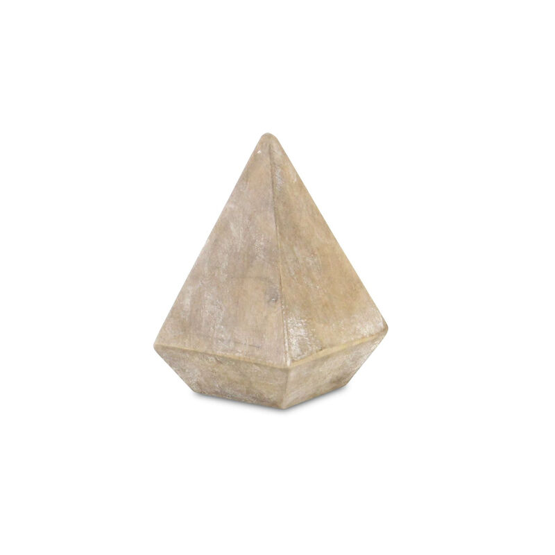 HomeRoots 3" Brown Solid Wood Pyramid Decorative Sculpture image number 3