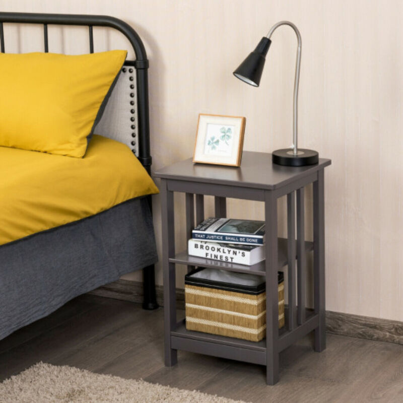 3-Tier Nightstand Side Table with Baffles and Corners