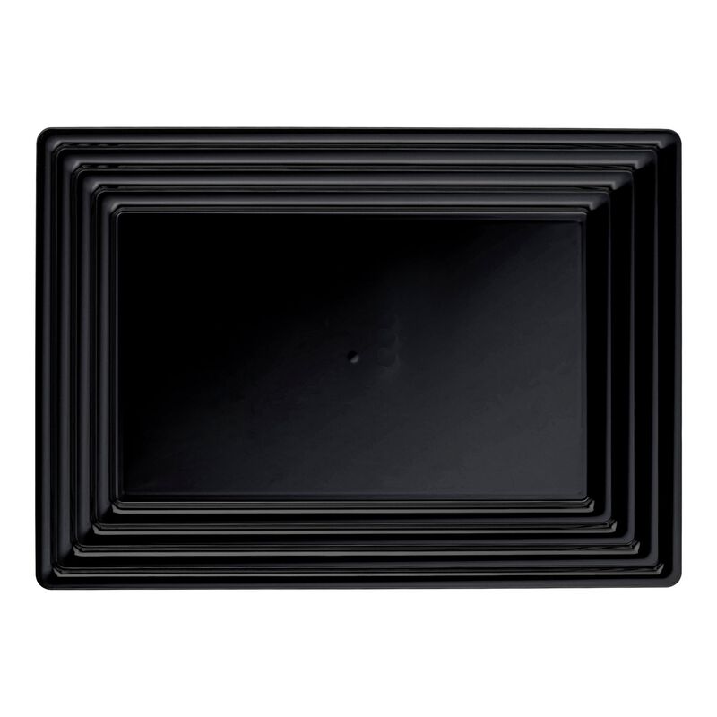 9" x 13" Black Rectangular with Groove Rim Plastic Serving Trays (24 Trays) image number 0