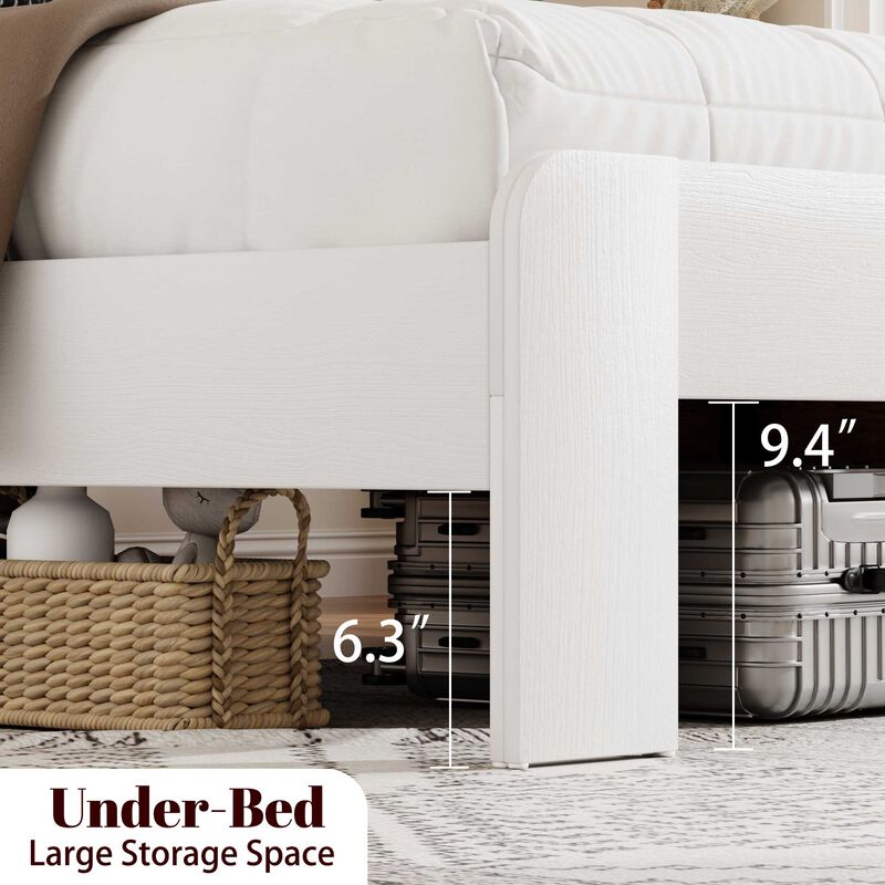 Wood and Metal Industrial Platform Bed with Geometric Paneled Headboard image number 3