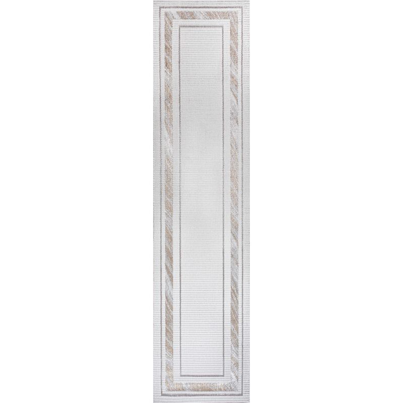 Athens Classic Border Marble Pattern High-Low Area Rug