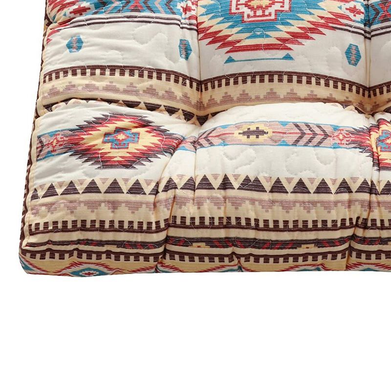 Tisa Traditional Ikat Pattern Fabric Chair Pad, Multicolor - Benzara