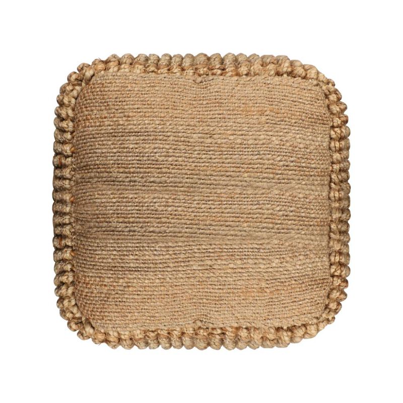 Hivvago 18 Inch Natural Jute Blend Cube Pouf Ottoman