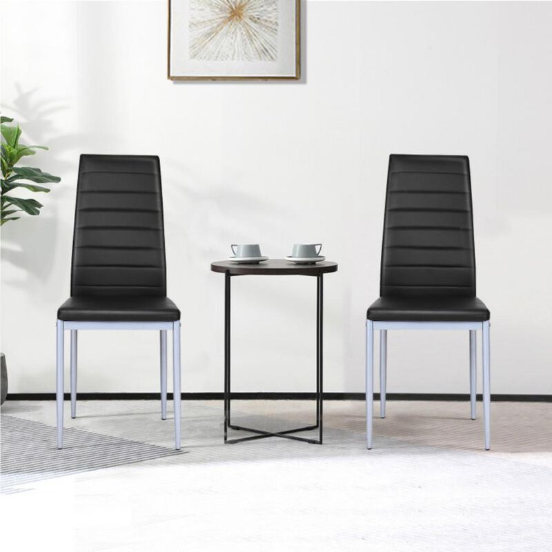 Hivvago 4 Pieces PVC Elegant Design Leather Dining Chairs with Solid Metal Legs