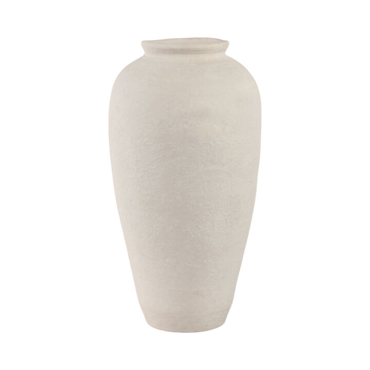 18x9" Paper Mache Floor Vase, White