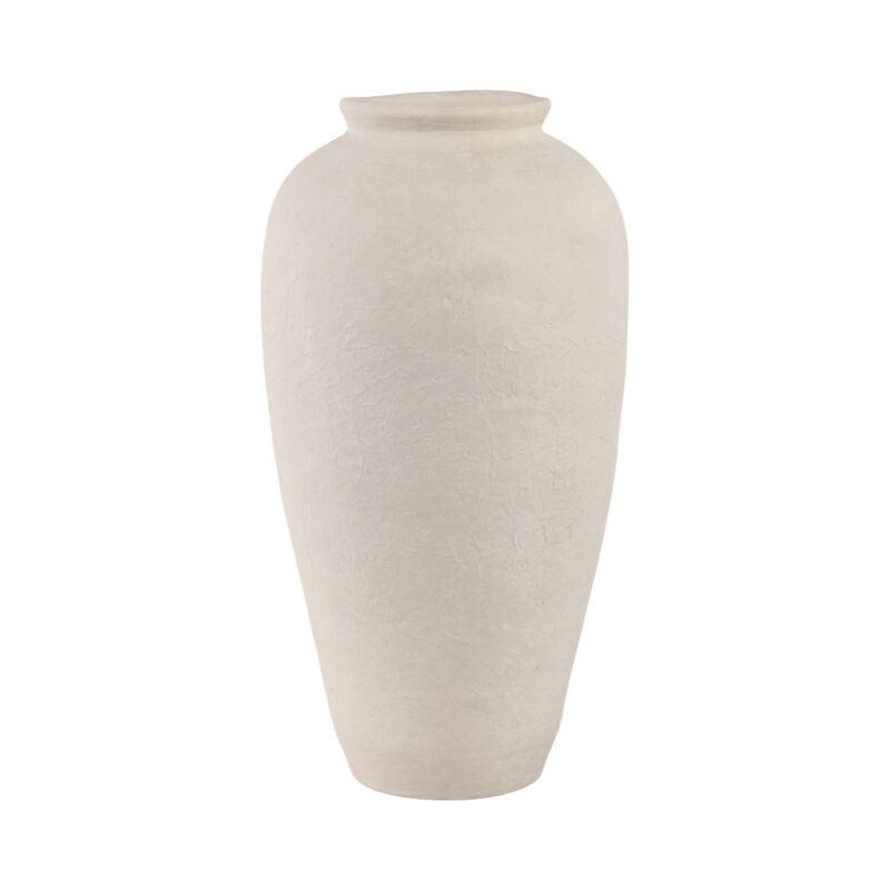 18x9" Paper Mache Floor Vase, White image number 0