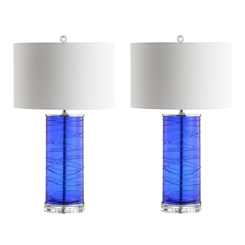 Cole Modern Fused Glass Cylinder LED Table Lamp (Set of 2)