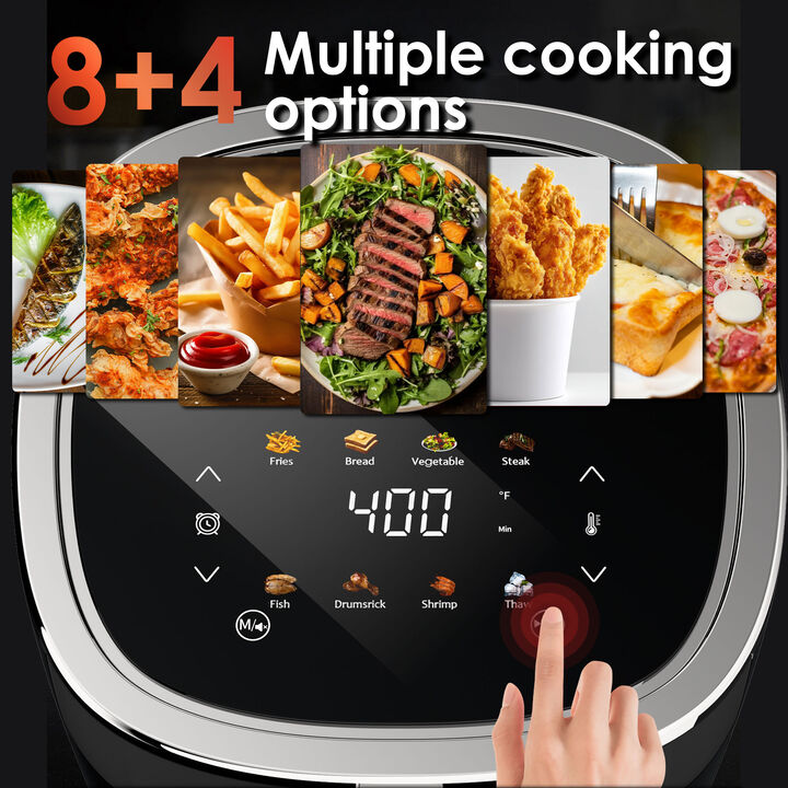 WHALLULTRA 4QT Compact Air Fryer, Touchscreen Smart Digital Color Air Fryers with View Window, 12 Presets, Air Fry, Bake, Broil, Dehydrate, Roast